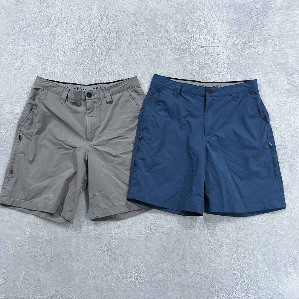 Orvis Shorts Mens‎ 32 Lot Of 2 Golf Chino Tech Zip Lightweight Gray Blue